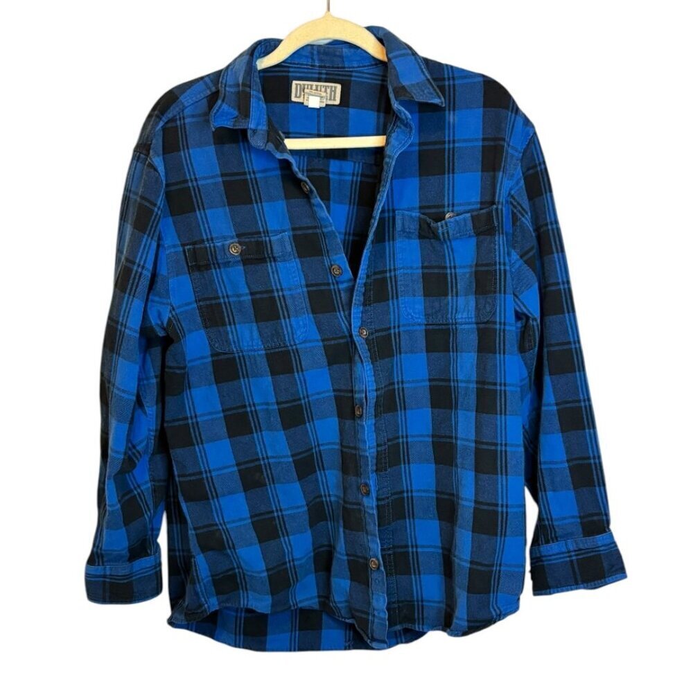 Duluth Trading Shirt‎ Men's Size Medium Plaid Blue Black
